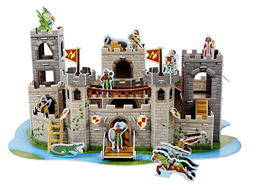 Book Cover Melissa & Doug Medieval Castle 3-D Puzzle and Play Set - Dragon and Knights (100 pcs)