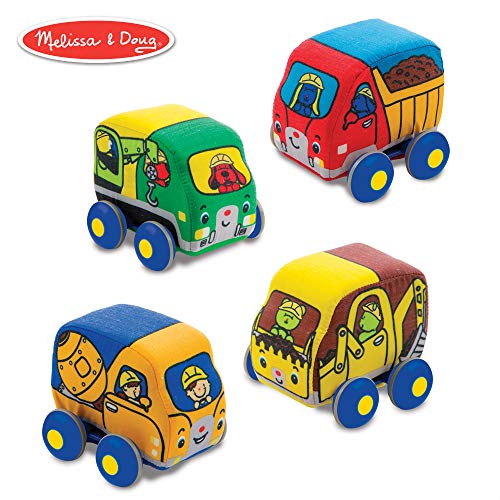 Book Cover Melissa & Doug Pull-Back Construction Vehicles - Soft Baby Toy Play Set of 4 Vehicles