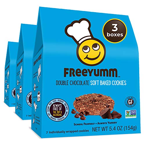 Book Cover FreeYumm Double Chocolate Chip Soft Baked Cookies - 21 Individually Wrapped Snacks - Gluten & Dariy Free - School Friendly - Produced in Dedicated Facility Free of All Major Allergens