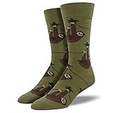 Socksmith Men's Socks Sloth Novelty Crew Sock Olive Green