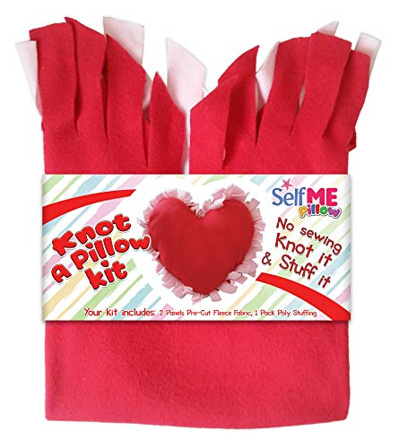 DADM Heart Pillow Craft Kit DIY Crafts Kits for Kids and Adults Girls and Boys No sew Tie a Pillow kit Knot-it and Stuff Precut Fleece Fabric and Stuffing Selfme
