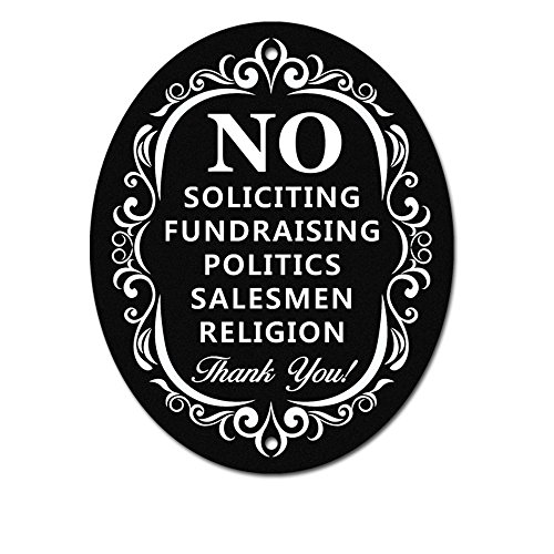 Signs Authority No Soliciting Sign For House | 5"x 4" Plastic PVC Laser Cut Oval No Solicitors Sign For Front Door | No Soliciting Sign For Door - Home or Private Property | No Solicitation Sign