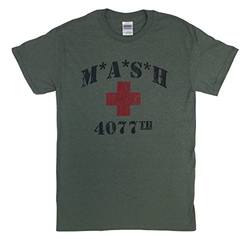 MASH 4077th Heather Military Green T Shirt Red Cross MASH