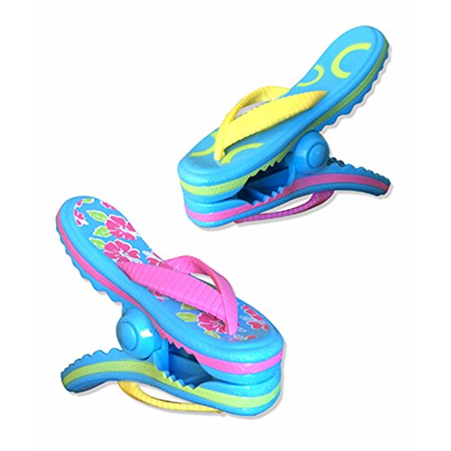 Flip Flop BocaClips by O2COOL, Beach Towel Holders, Clips, Set of two, Beach, Patio or Pool Accessories, Portable Towel Clips, Chip Clips, Secure Clips, Assorted Styles