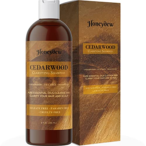 Cedarwood Shampoo for Dry Scalp Care - Clarifying Shampoo for Build Up and Hair Moisturizer with Tea Tree Essential Oil and Rosemary Oil for Hair - Sulfate Free Shampoo for Color Treated Hair Care
