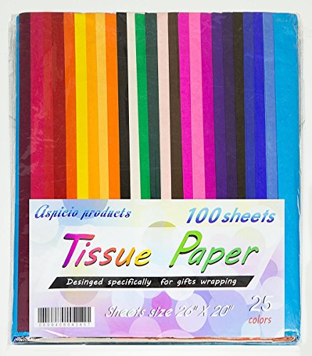 Tissue Paper Bulk Colored for Gift Bag Pom Poms Balls Flower Rainbow Wrapping Shipping Packing 100 Vivid Colorful Sheets Craft Supplies Art Squares 26 X 20 in Assorted 25 Bold Papel Colors Bleeding