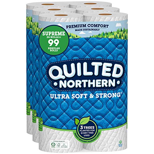 Book Cover Quilted Northern Ultra Soft & Strong Toilet Paper, 24 Supreme Rolls = 99 Regular Rolls, 2-ply Bath Tissue