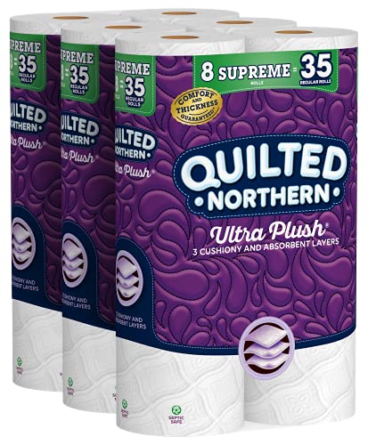 Book Cover Quilted Northern Ultra Plush Toilet Paper, 24 Supreme Rolls = 105 Regular Rolls, 3-ply Bath Tissue