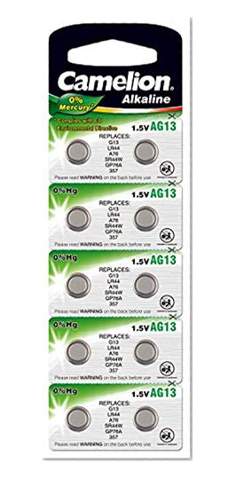 Camelion Blister 10 Piles Boutons AG13 LR44/LR1154/357 sans Mercure