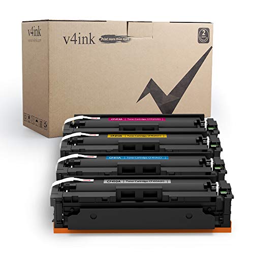 V4INK Compatible Toner Cartridge Replacement for HP 410A CF410A 410X CF410X 4 Packs,for use in HP Color Laserjet Pro MFP M477fdw M477fnw M477fdn M452dw M452dn M452nw M477 M452 M377dw Printer