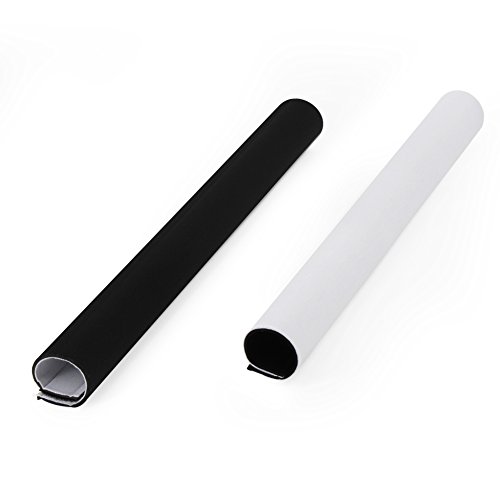Kootek 59 Inch Cable Management Sleeve Neoprene Cord Cover Cuttable Wire Hider Flexible Cord Organizers Wrap for Desk TV Computer Home Theater (Black&White, 1 Pack)