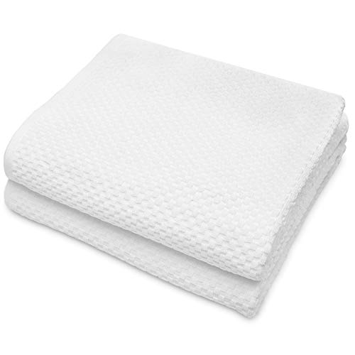 Book Cover COTTON CRAFT- Euro Spa Set of 2 Luxury Waffle Weave Bath Sheets, Oversized Pure Ringspun Cotton, 35 inch x 70 inch, White