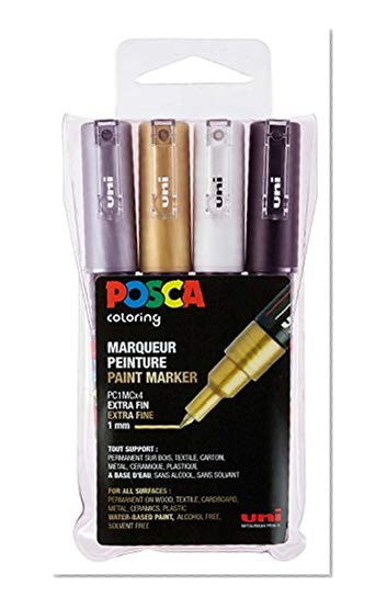 uni-Ball 186704 – Marqueur Uni Posca avec Pointe Extra Fine Ronde, Lot de 4