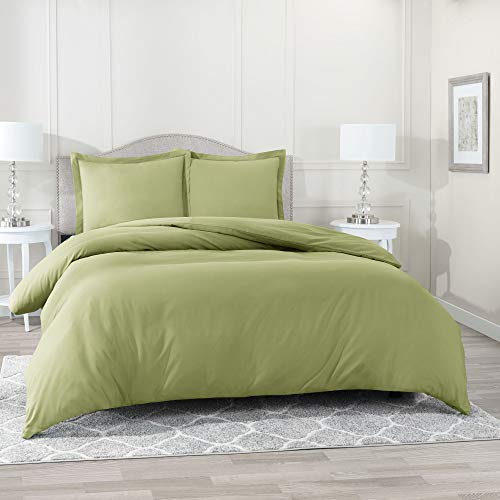 Nestl Duvet Cover 3 Piece Set â€“ Ultra Soft Double Brushed Microfiber Hotel-Quality â€“ Comforter Cover with Button Closure and 2 Pillow Shams, Sage - Queen 90"x90"