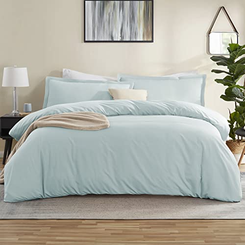Book Cover Nestl Bedding Duvet Cover 3 Piece Set â€“ Ultra Soft Double Brushed Microfiber Hotel Collection â€“ Comforter Cover with Button Closure and 2 Pillow Shams, Baby Blue - Queen 90