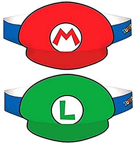 Book Cover Amscan Super Mario Brothers Paper Hats - 4 3/4', 8 Pcs