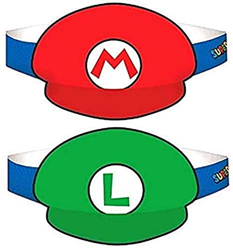 Amscan Super Mario Brothers Paper Hats - 4 3/4', 8 Pcs