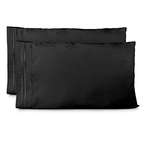 Cosy House Collection Pillowcases Standard Size - Black Luxury Pillow Case Set of 2 - Fits Queen Size Pillows - Premium Super Soft Hotel Quality - Cool & Wrinkle Free - Hypoallergenic