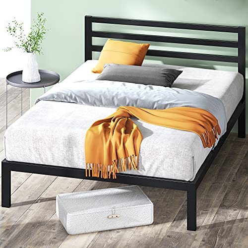 ZINUS Mia Metal Platform Bed Frame with Headboard / Wood Slat Support / No Box Spring Needed / Easy Assembly, Twin