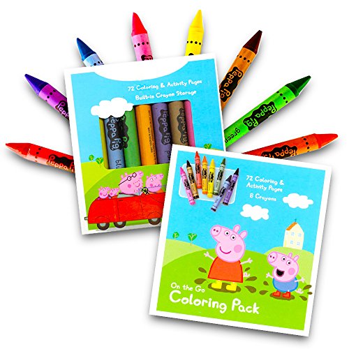 Book Cover Peppa Pig On the Go 72 page Coloring Activity Book With a Set of 8 Easy to Grip Colorful Jumbo Crayons