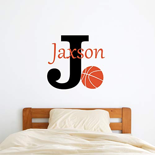 Custom Name Basketball Wall Decal - Boys Girls Personalized Name Basketball Sports Wall Sticker - Custom Name Sign - Custom Name Stencil Monogram - Boys Girls Room Wall Decor