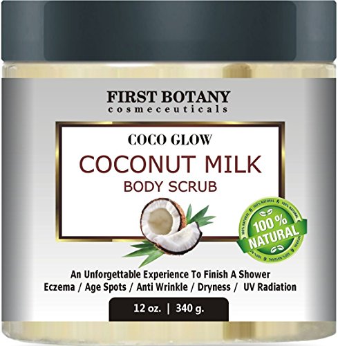 First Botany Cosmeceuticals Natural Coconut Milk Body Polish 12 Oz. With Dead Sea Salt And Vitamin E. Powerful Body Scrub Exfoliator And Daily Moisturizer For All Skin Types