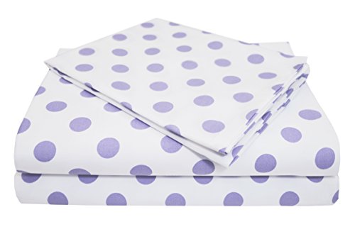 Book Cover American Baby Company 100% Natural Cotton Percale Toddler Bedding Sheet Set, White/Lavender Dot, 3 Piece, Soft Breathable, for Girls