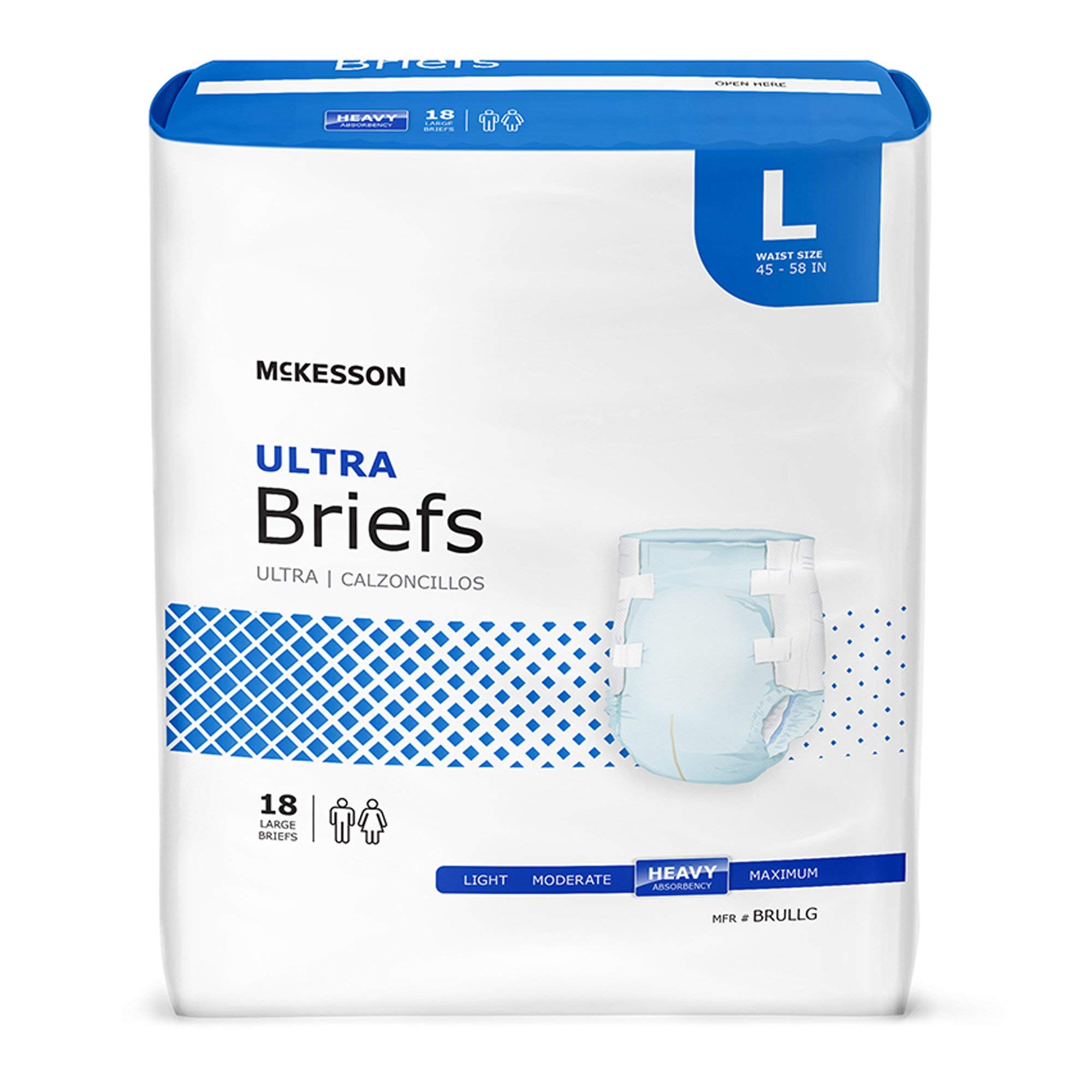 McKesson Ultra Briefs, Incontinence, Heavy Absorbency, Large, 18 Count, 4 Packs, 72 Total Large (72 Count)