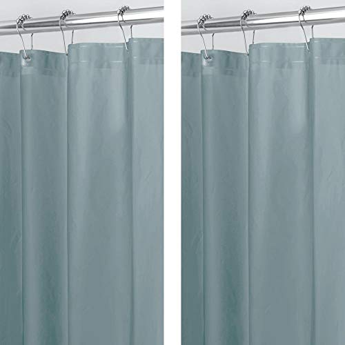 Book Cover mDesign Plastic, Waterproof, Mold/Mildew Resistant, Heavy Duty PEVA Shower Curtain Liner for Bathroom Showers and Bathtubs - No Odor - 3 Gauge, 72 inches x 72 inches - 2 Pack - Smoke Gray