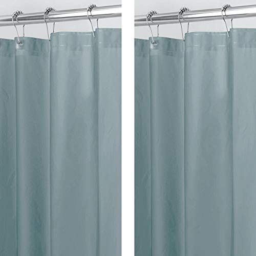 mDesign PEVA 3G Shower Curtain Liner (Pack of 2), Eco Friendly, Mold & Mildew Resistant, Odorless - No Chemical Smell, Long 83 cm x 213.4 cm - Smoke