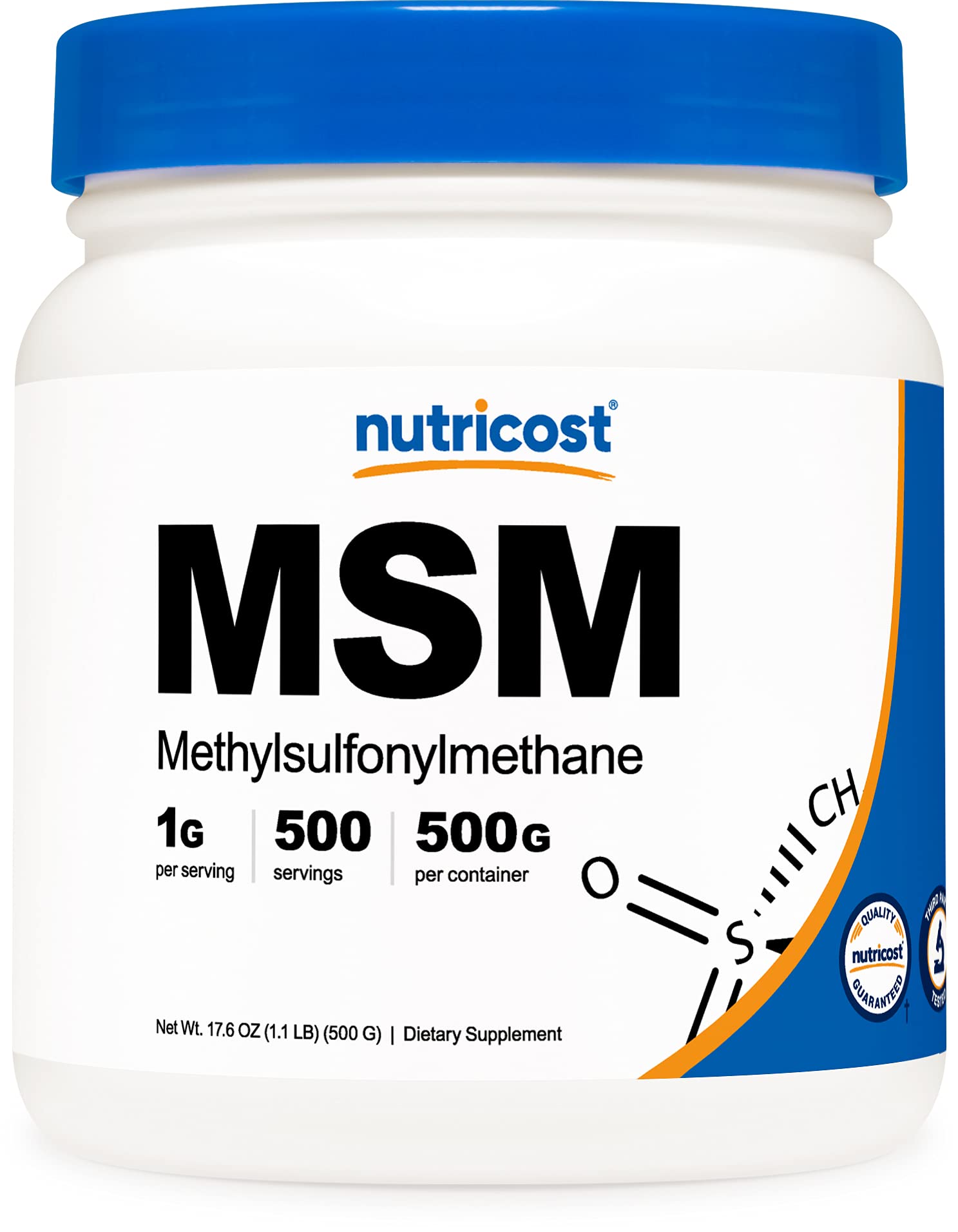 Nutricost Pure MSM Powder 500 Grams (Methylsulfonylmethane) 500.0 Servings (Pack of 1)
