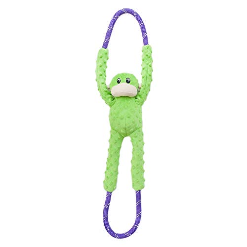 ZippyPaws - Monkey RopeTugz, Squeaky and Plush Rope Tug Dog Toy - Green