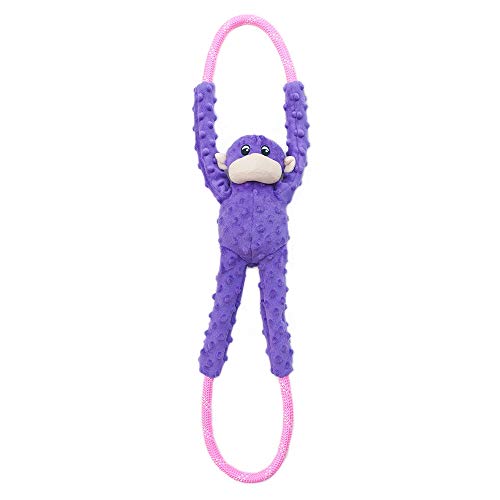 ZippyPaws - RopeTugz Purple Monkey Dog Toy - Durable Rope, Squeaky Chew Toy, Perfect for Tug of War, Suitable for Small, Medium, and Large Breeds - Machine Washable