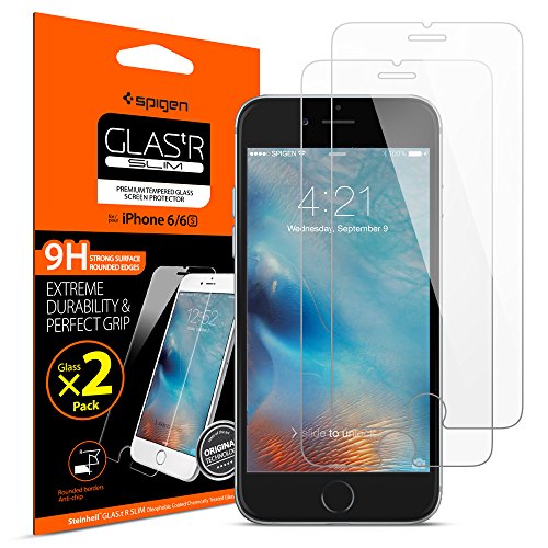 Spigen Tempered Glass iPhone 6s Screen Protector [ Case Friendly ] [ 9H Hardness ] for Apple iPhone 6 / iPhone 6s (2 Pack)