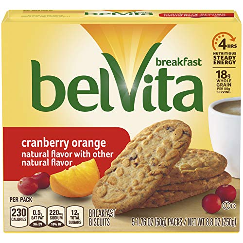belVita Cranberry Orange Breakfast Biscuits, 5 Count Box, 8.8 Ounce (Pack of 6)