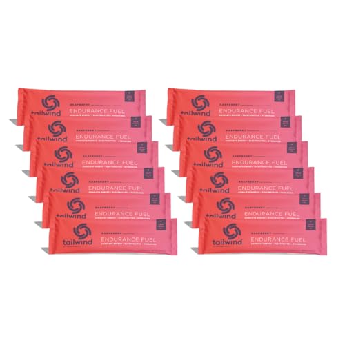 Tailwind Nutrition Endurance Fuel, Caffeine Drink Powder Mix Single Serving with Electrolytes, Non-GMO, Free of Soy, Dairy, and Gluten, Vegan-Friendly, Raspberry Buzz, Pack of 12