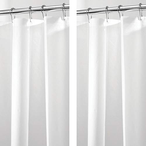 Book Cover mDesign Plastic, Waterproof, Mold/Mildew Resistant, Heavy Duty PEVA Shower Curtain Liner for Bathroom Showers and Bathtubs - No Odor - 3 Gauge, 72 inches x 72 inches - 2 Pack - White