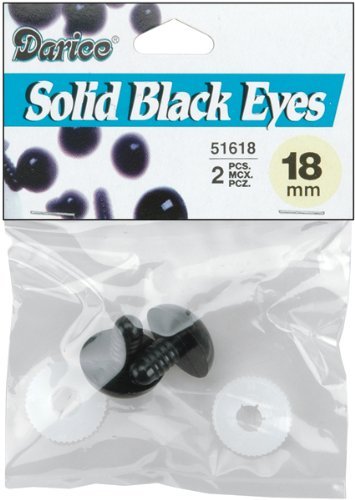 Darice Shank Back Solid Eyes, 18mm, Black, 2-Pack by Darice