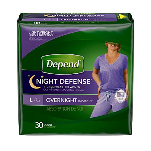 Depend Night Defense Incontinence Underwear for Women, Disposable, Overnight, Large, Blush, 30 Count (Packaging May Vary)