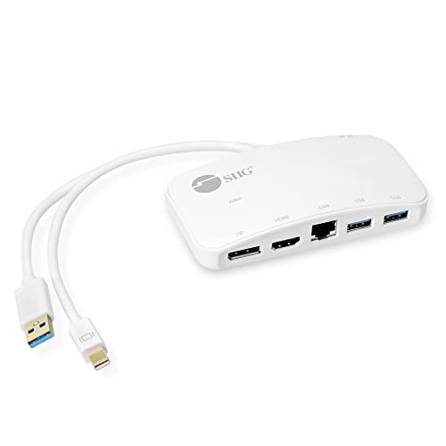 SIIG Mini DisplayPort Thunderbolt 2 1080p Video Dock / Docking Station -1080p HDMI or DisplayPort (DP) - USB 3.0 and Gb Ethernet Adapter Hub for MacBook, Surface Pro 2/3/4/5 and Laptop (JU-H30212-S1)