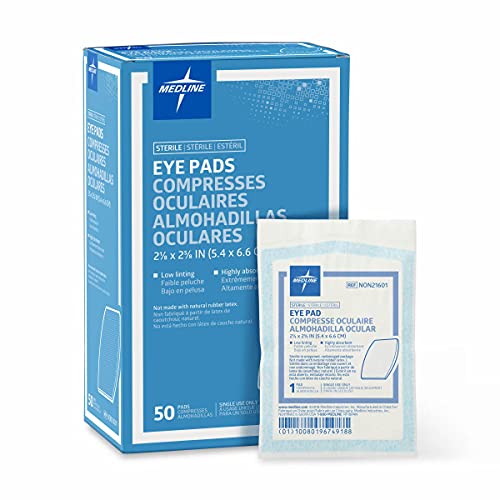 Medline Sterile Eye Pads 2 1/8" X 2 5/8", White,50 Count (Pack of 1)