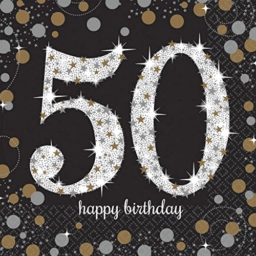 amscan - Serviettes en Papier pour fête d’Anniversaire des 50 Ans - 33 cm - 511546