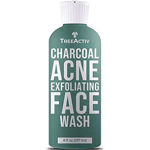 Book Cover TreeActiv Charcoal Acne Exfoliating Face Wash | Fights Off Redness, Pimple Swelling, & Old Blemishes | Pore Clarifying Cleanser & Hydrating Sulfur Facial Wash for Acne Prone Skin | 425+ Uses