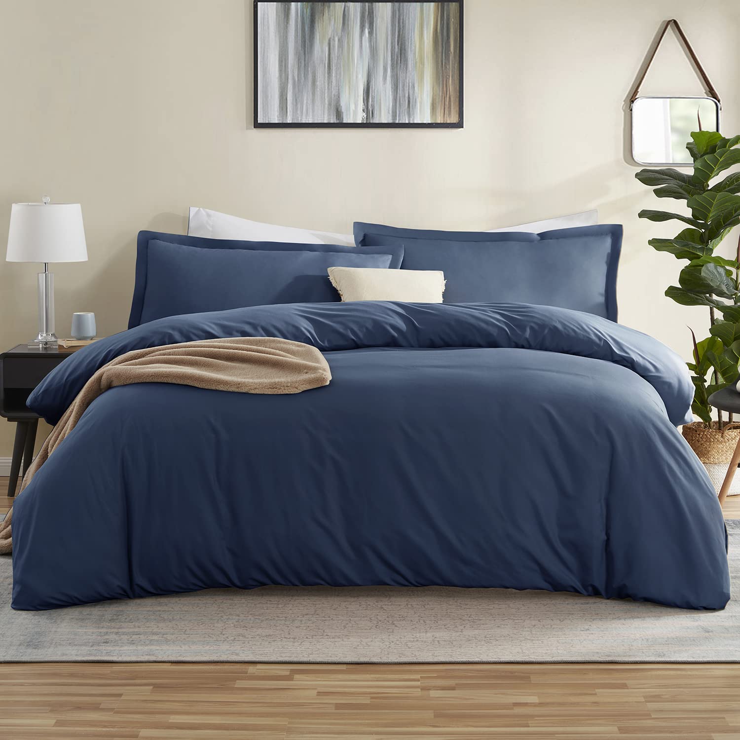 Book Cover Nestl Navy Blue Twin Duvet Cover Set – Duvet Cover Twin Size Duvet Cover – Twin Comforter Cover Twin Cover (Comforter Not Included) – 2 Piece Set with 1 Pillow Shams Soft Fabric Easy Care
