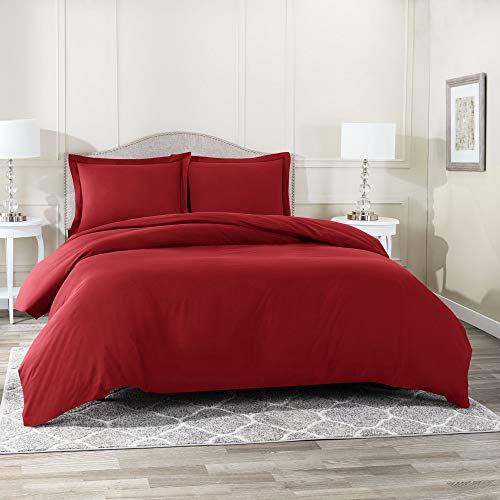 Book Cover Nestl California King Duvet Cover Sets Burgundy Red - Soft Duvet Cover California King, 3 Piece Double Brushed Duvet Covers with Button Closure, 1 Cal King Duvet Cover 104x98 inches and 2 Pillow Shams
