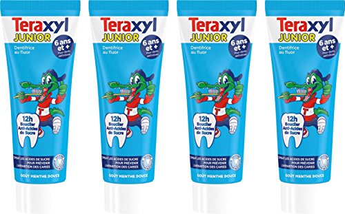 Teraxyl Junior Dentifrice Goût Menthe Douce 75 ml - Lot de 4