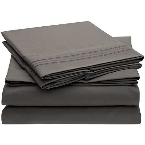 Book Cover Ideal Linens Bed Sheet Set - 1800 Double Brushed Microfiber Bedding - 4 Piece (Queen, Gray)
