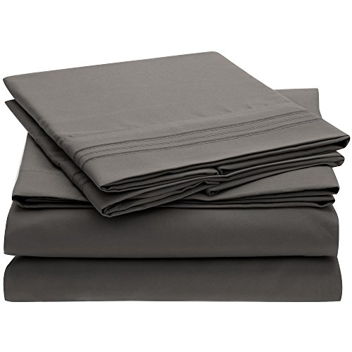 Ideal Linens Bed Sheet Set - 1800 Double Brushed Microfiber Bedding - 4 Piece (Queen, Gray)