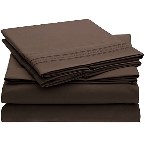 Book Cover Ideal Linens Bed Sheet Set - 1800 Double Brushed Microfiber Bedding - 4 Piece (Queen, Brown)