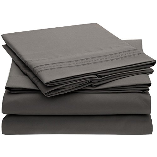 Ideal Linens Bed Sheet Set - 1800 Double Brushed Microfiber Bedding - 4 Piece (King, Gray)